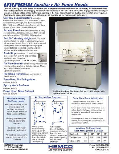 Auxiliary Aire Fume Hood