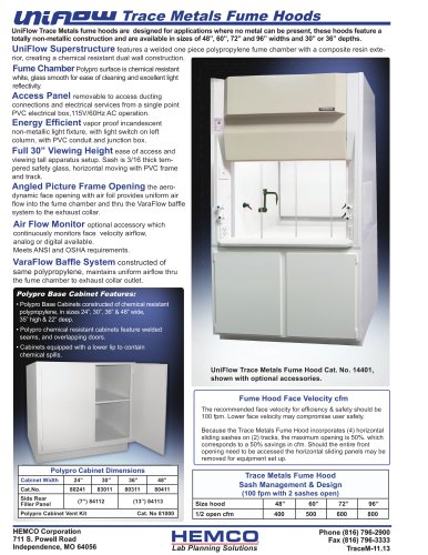 Trace Metals Fume Hood