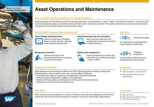 Asset Operations and Maintenance