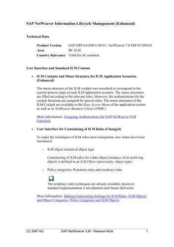SAP NetWeaver Information Lifecycle Management (Enhanced)