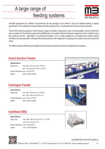 A large range of feeding systems