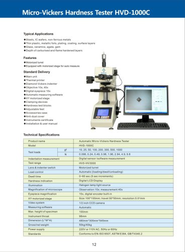 Automatic Micro-Vickers Hardness Tester HVD-1000C